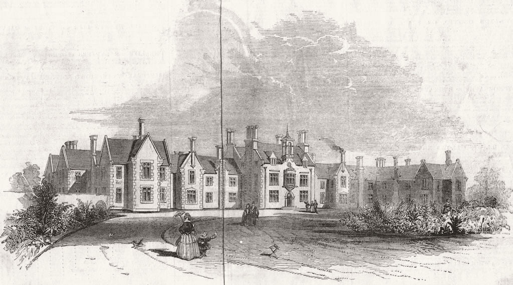 SHROPS. New Lunatic Asylum 1846 old antique vintage print picture